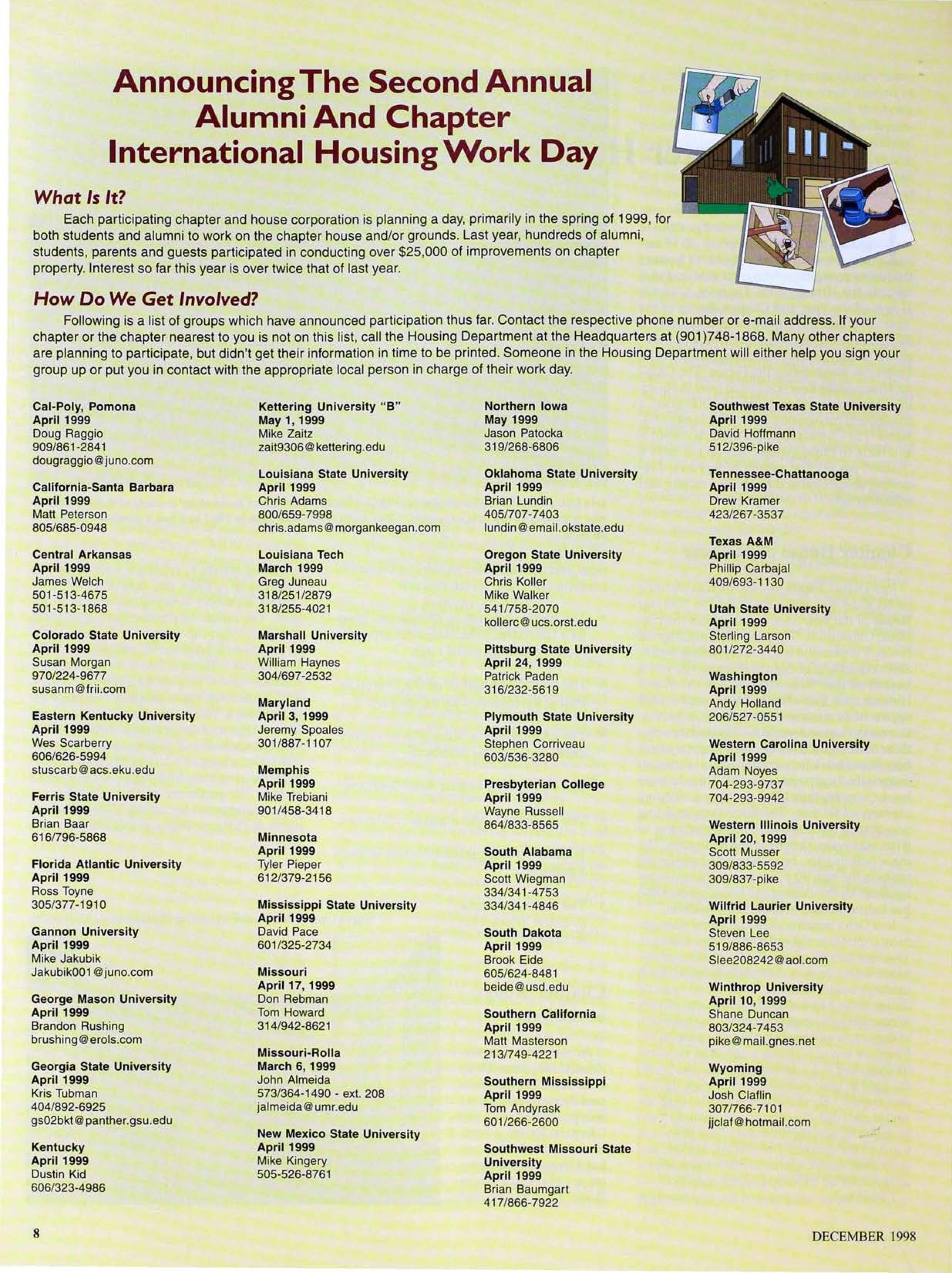 Announcing the Second Annual Alumni and Chapter International Housing Work Day